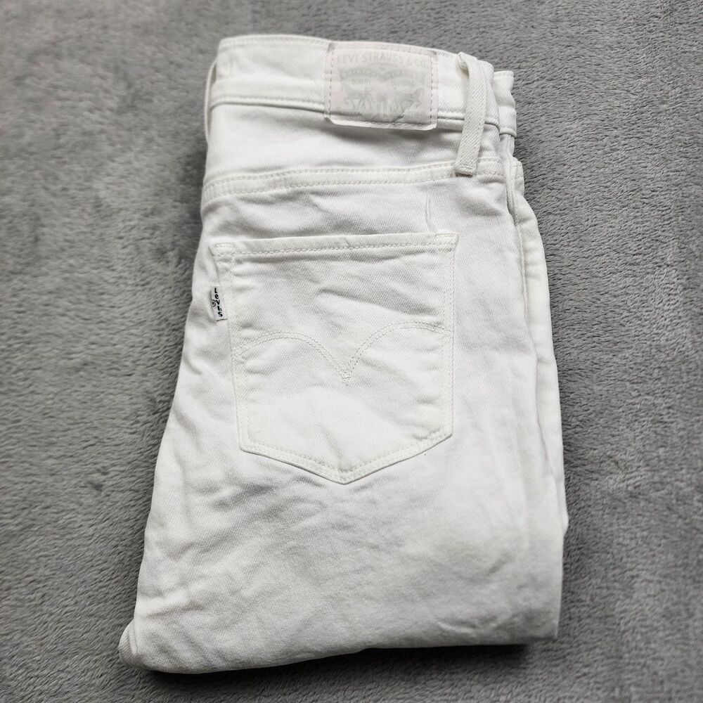 Levis 314 Shaping Straight Womens 28 White Jeans Cotton Blend Denim Flaw Spots